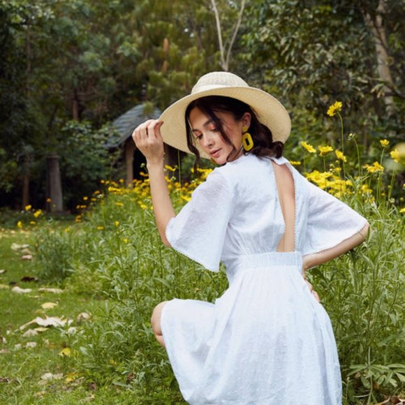 Pure cotton white mini dress - Picture 1 of 6